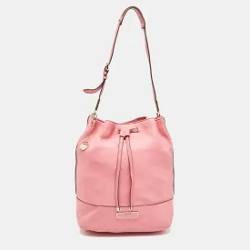 DKNY Pink Leather Drawstring Bucket Bag