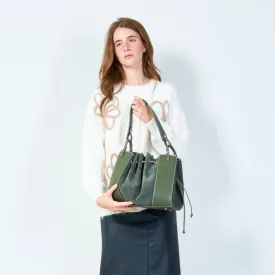 Drawstring bucket bag with structured base wholesale