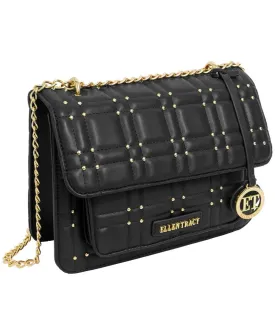 Ellen Tracy Studded Smooth Squared Quilted Satchel Bag ETH2183-001-BK