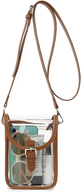 FAIME Small Clear Bag Stadium Approved, Clear Crossbody Cell Phone Purses Bag with Adjustable Strap for Concerts