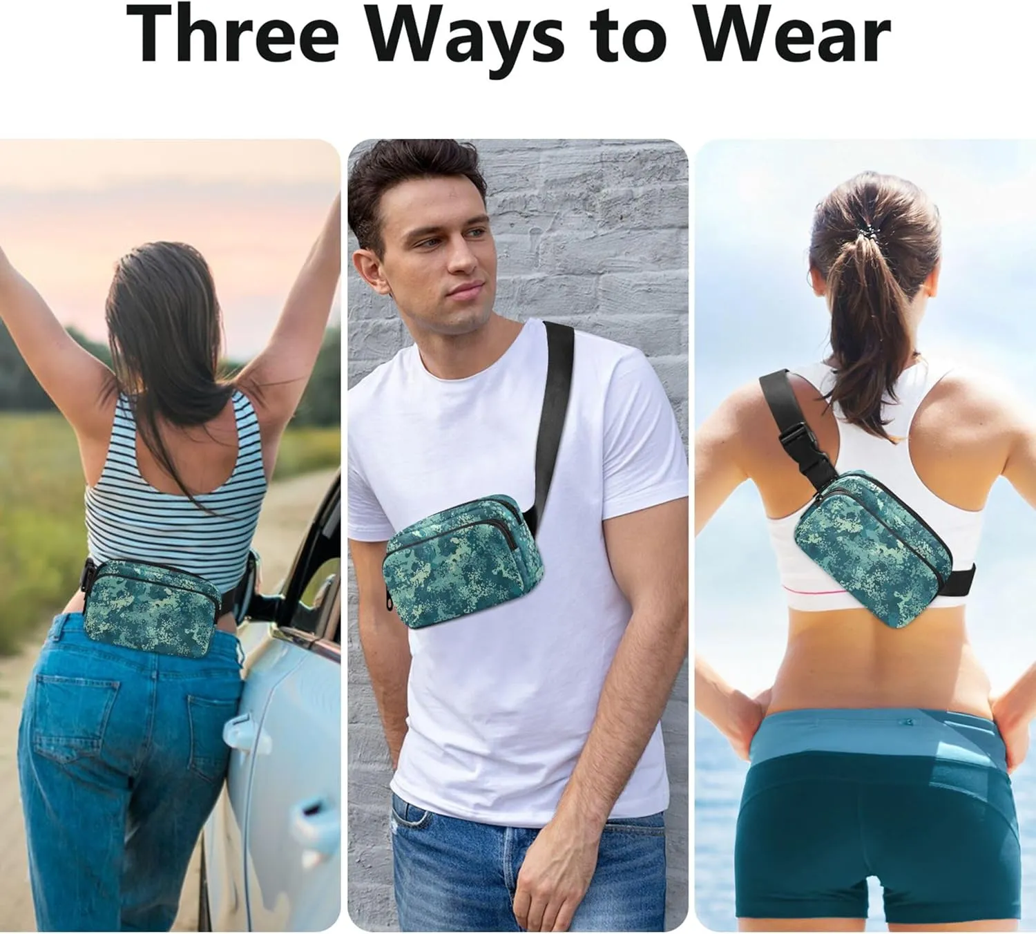 Flecktarn Marine Camouflage Women Fanny Pack Hip Pack Belt Pouch Waterproof Bright Color Cross Body Waist Pack