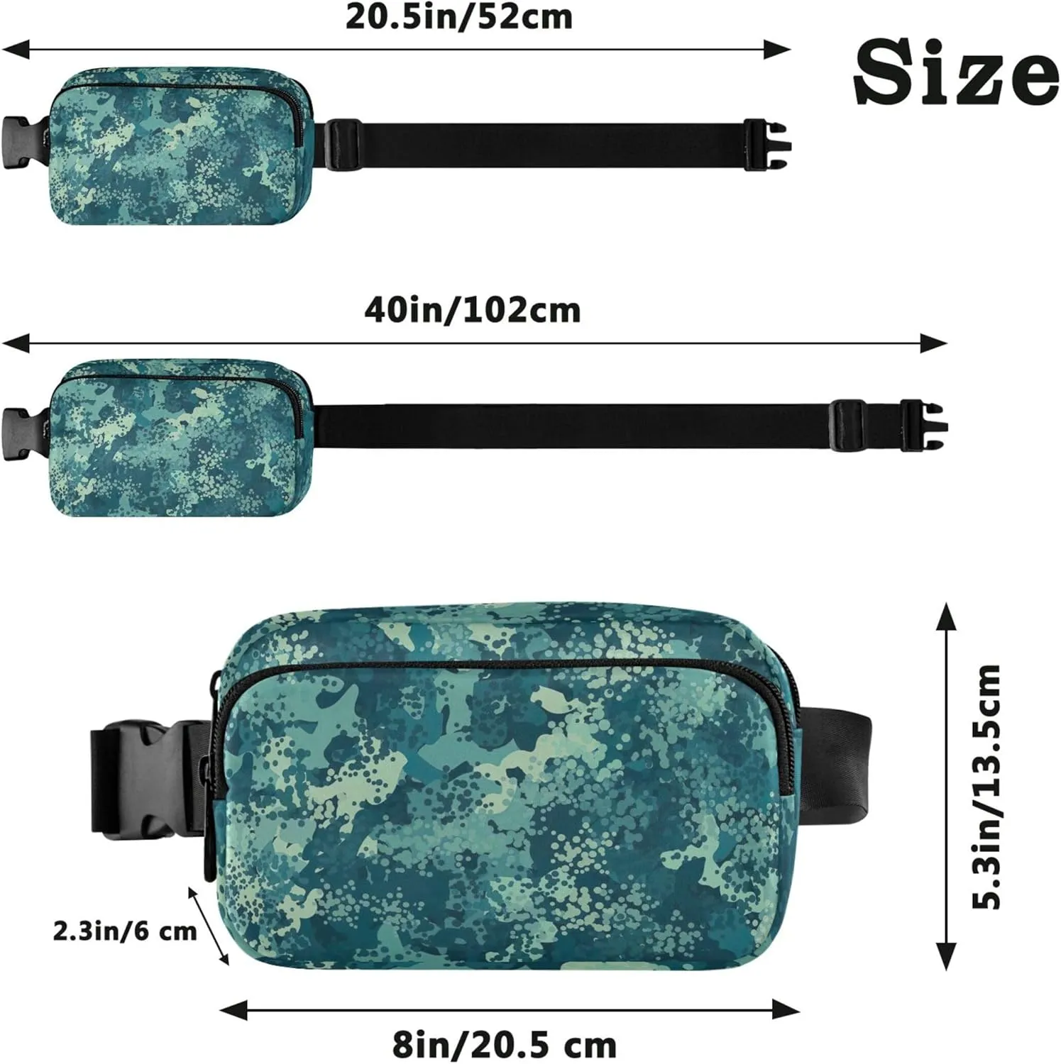Flecktarn Marine Camouflage Women Fanny Pack Hip Pack Belt Pouch Waterproof Bright Color Cross Body Waist Pack