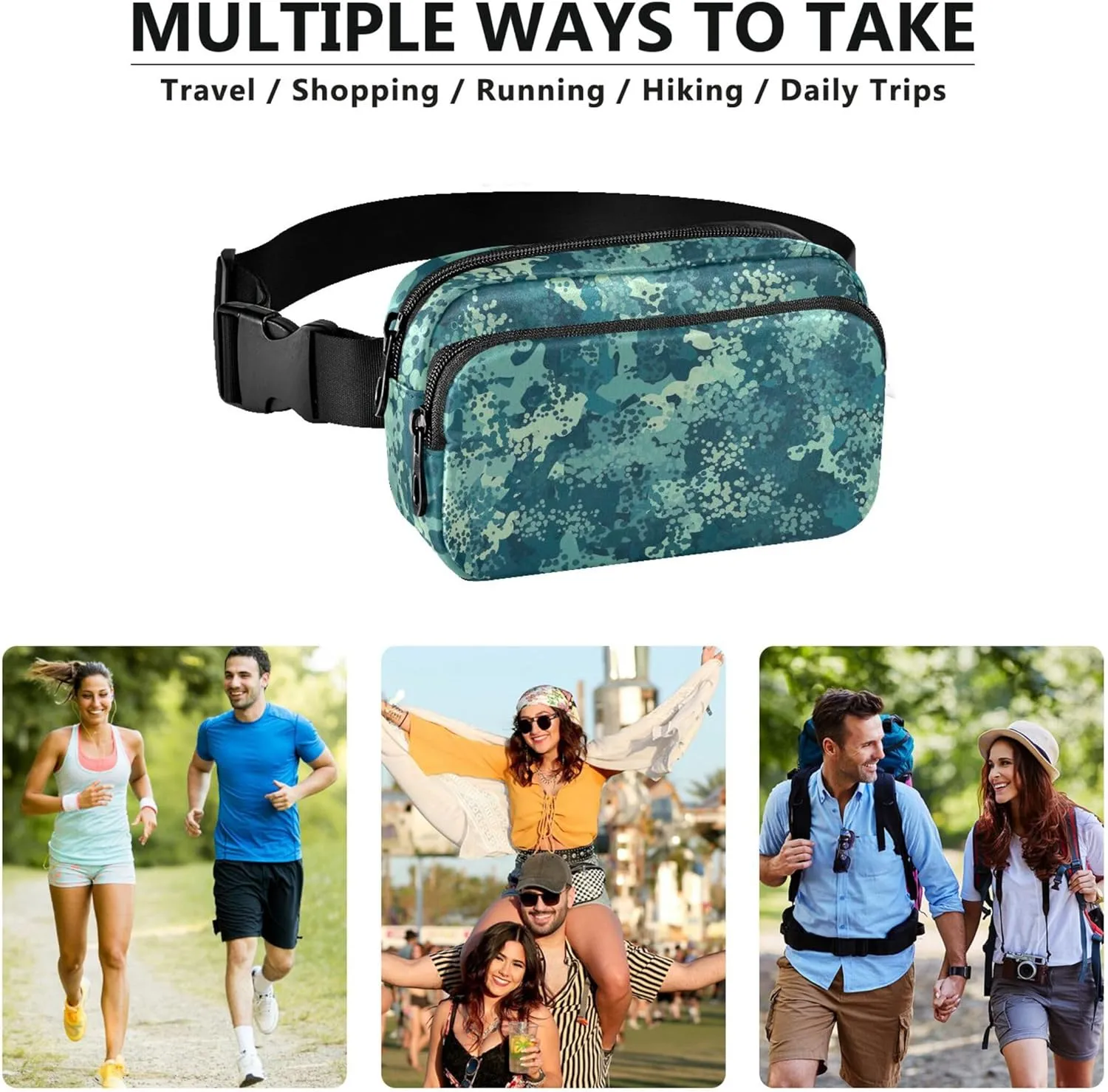 Flecktarn Marine Camouflage Women Fanny Pack Hip Pack Belt Pouch Waterproof Bright Color Cross Body Waist Pack