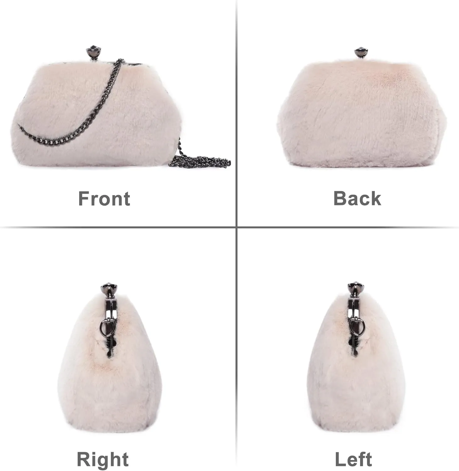 Fur Story Tote Bag Faux Fur Purses for Women Plush Handbag Fuzzy Shoulder Bag Big Capacity Black Purse for womens Girls