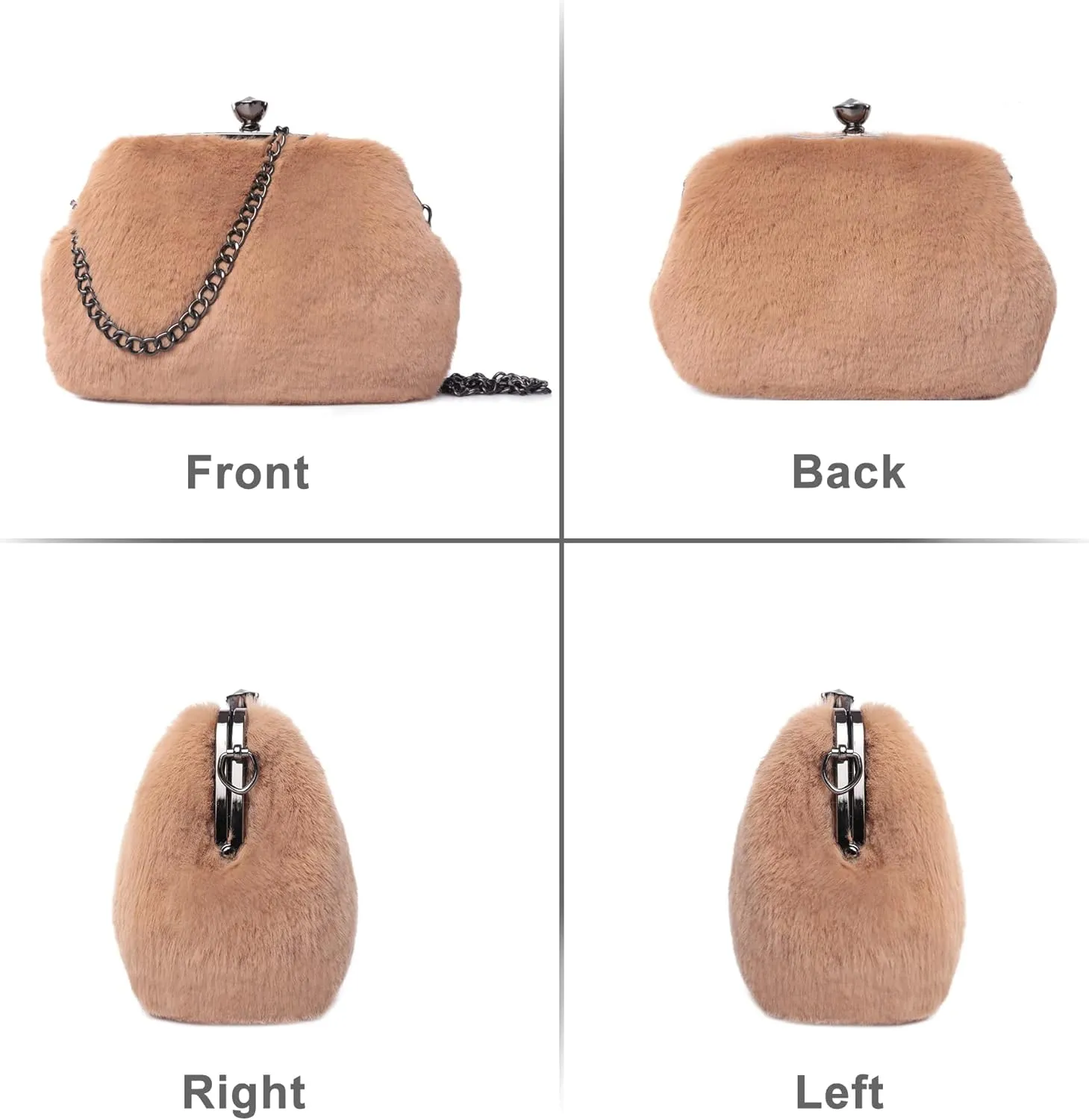 Fur Story Tote Bag Faux Fur Purses for Women Plush Handbag Fuzzy Shoulder Bag Big Capacity Black Purse for womens Girls