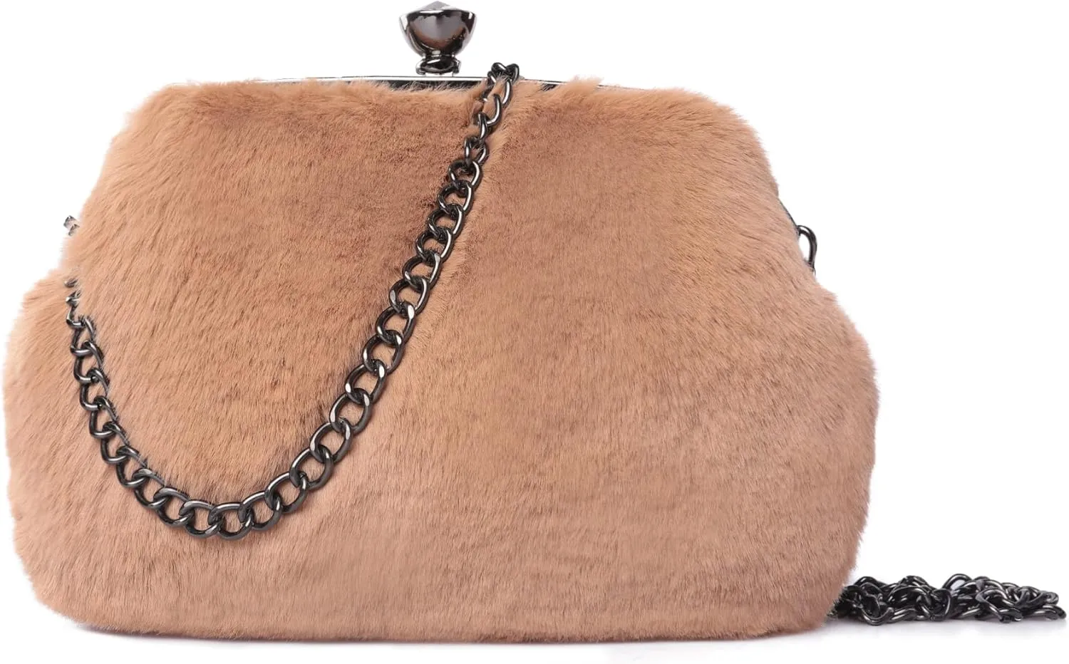 Fur Story Tote Bag Faux Fur Purses for Women Plush Handbag Fuzzy Shoulder Bag Big Capacity Black Purse for womens Girls