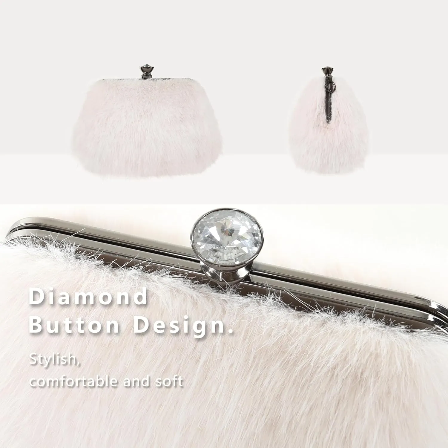 Fur Story Tote Bag Faux Fur Purses for Women Plush Handbag Fuzzy Shoulder Bag Big Capacity Black Purse for womens Girls