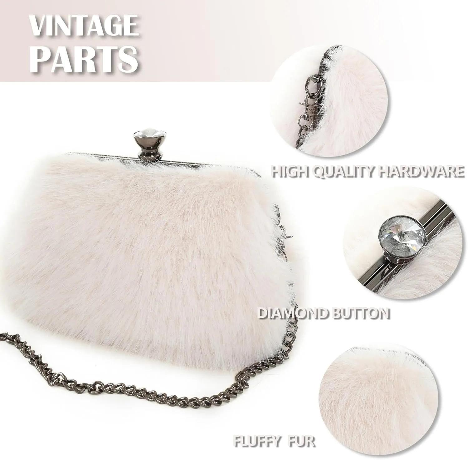 Fur Story Tote Bag Faux Fur Purses for Women Plush Handbag Fuzzy Shoulder Bag Big Capacity Black Purse for womens Girls