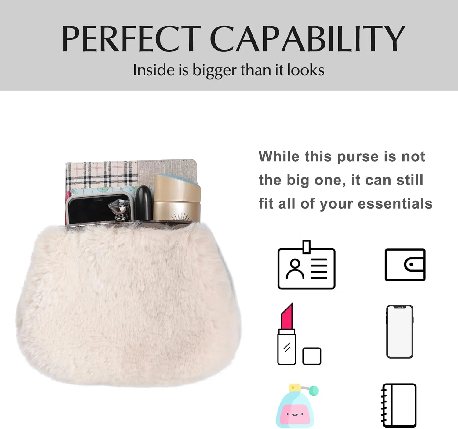 Fur Story Tote Bag Faux Fur Purses for Women Plush Handbag Fuzzy Shoulder Bag Big Capacity Black Purse for womens Girls