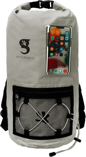 geckobrands Hydroner 20L Waterproof Dry Bag Backpack  Lightweight Roll-Top Bag with Clear Phone Pouch for Outdoor Activities