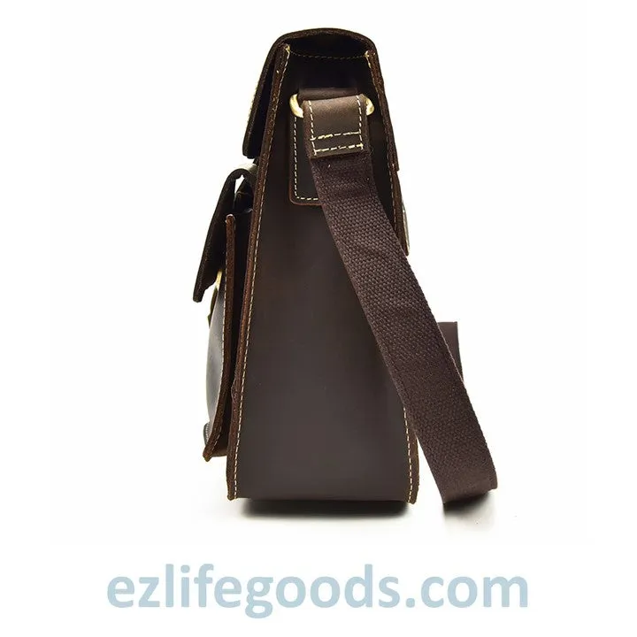 Genuine Cow Leather Messenger Bag for Men| Mens Crossbody with Many Pockets