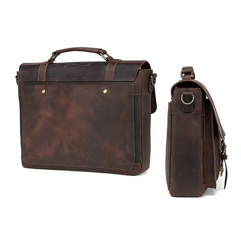 Genuine Cowhide Leather Messenger Bag fits 15.6in Laptop
