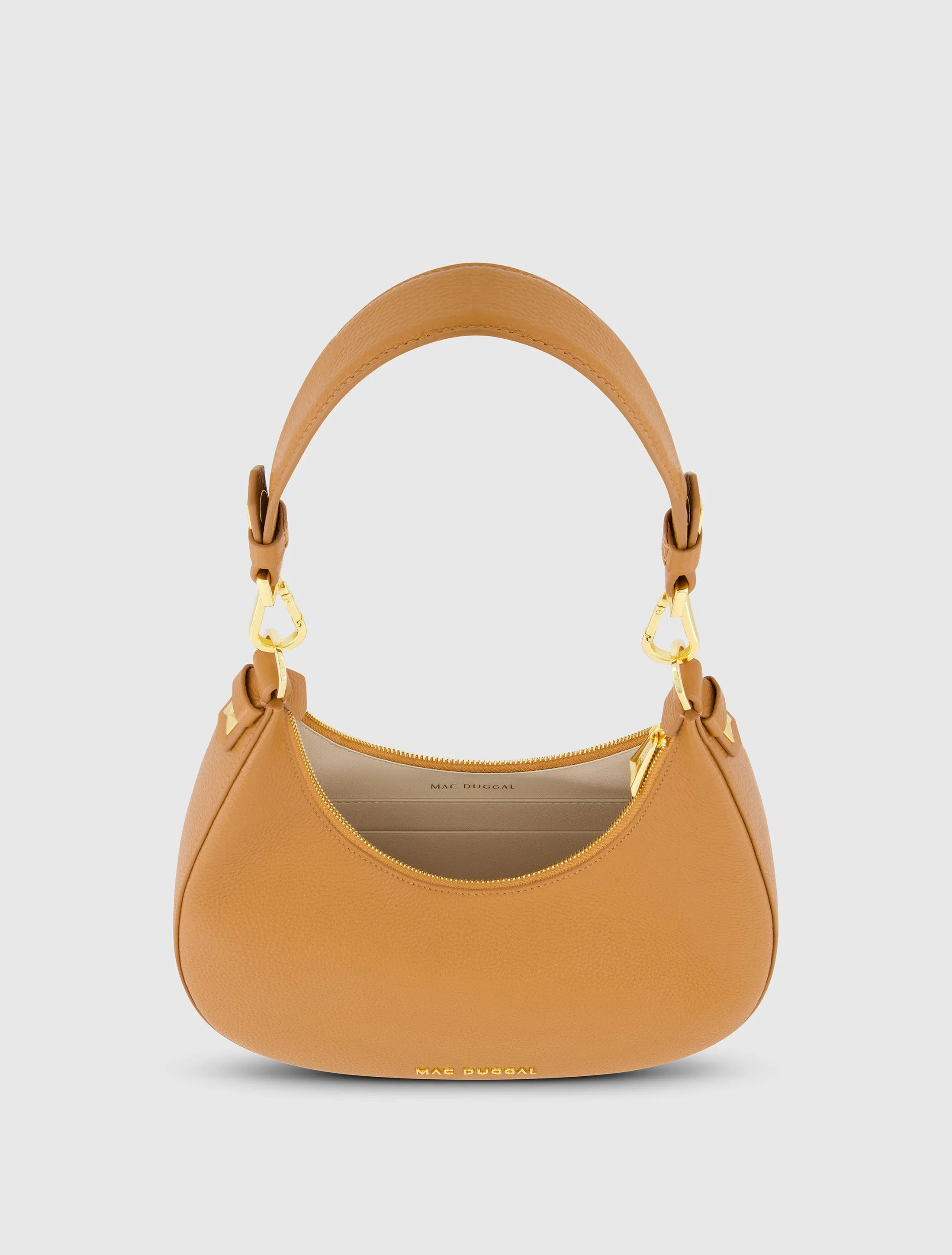 Grain Leather Hobo Bag With Gold Hardware
