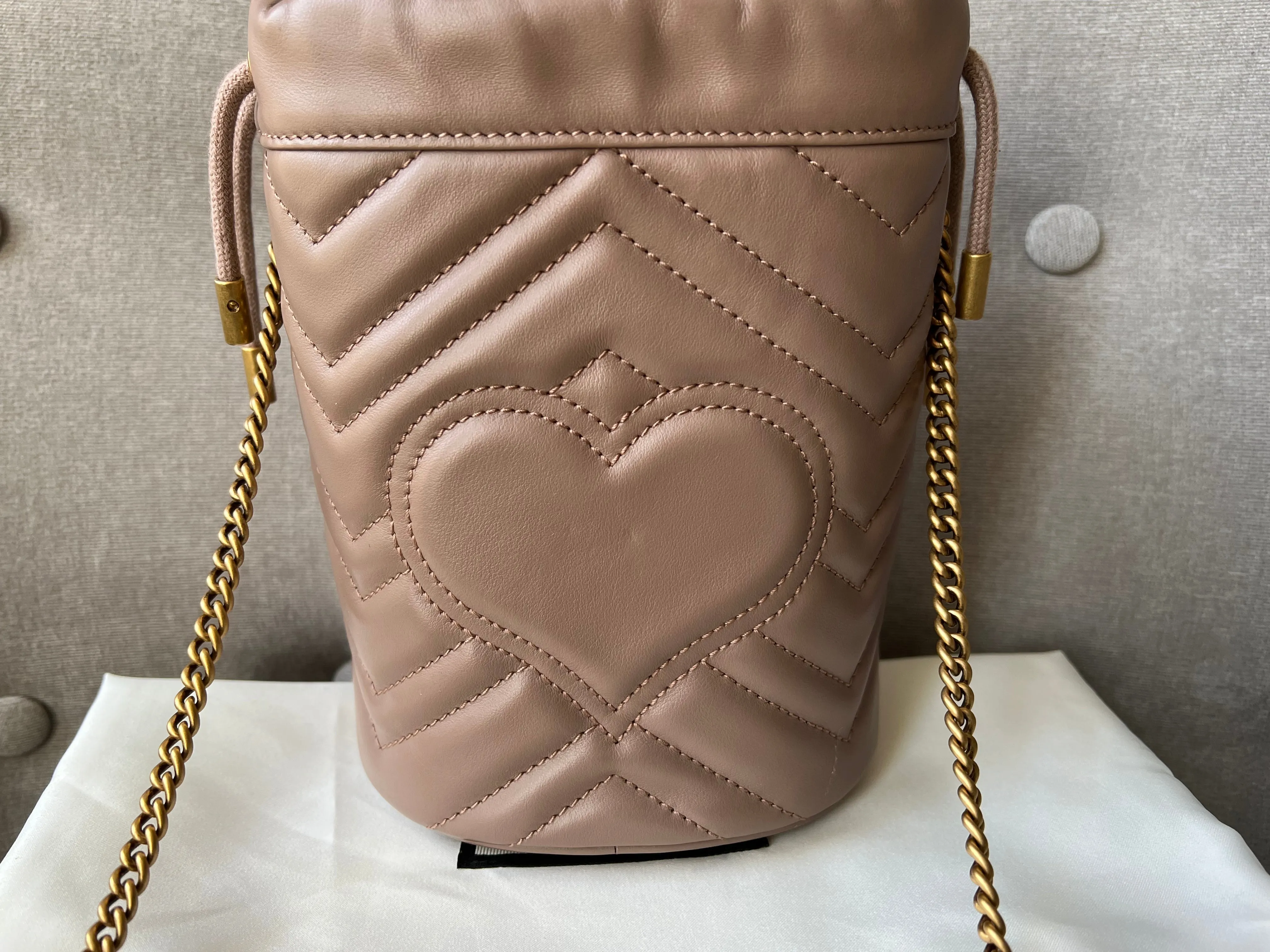 Gucci GG Dusty Pink Marmont GG Mini Bucket Bag (RRP £825)