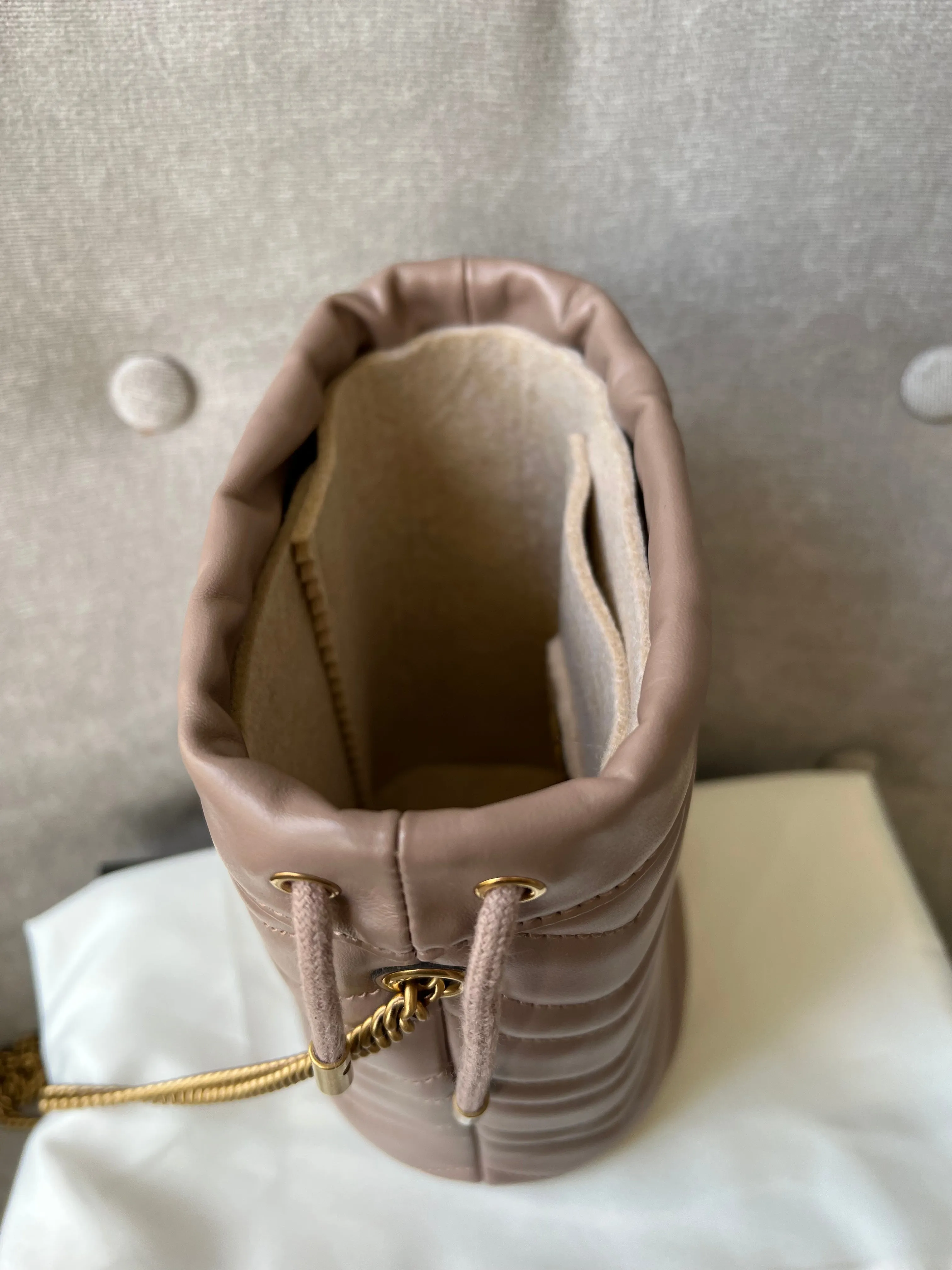 Gucci GG Dusty Pink Marmont GG Mini Bucket Bag (RRP £825)