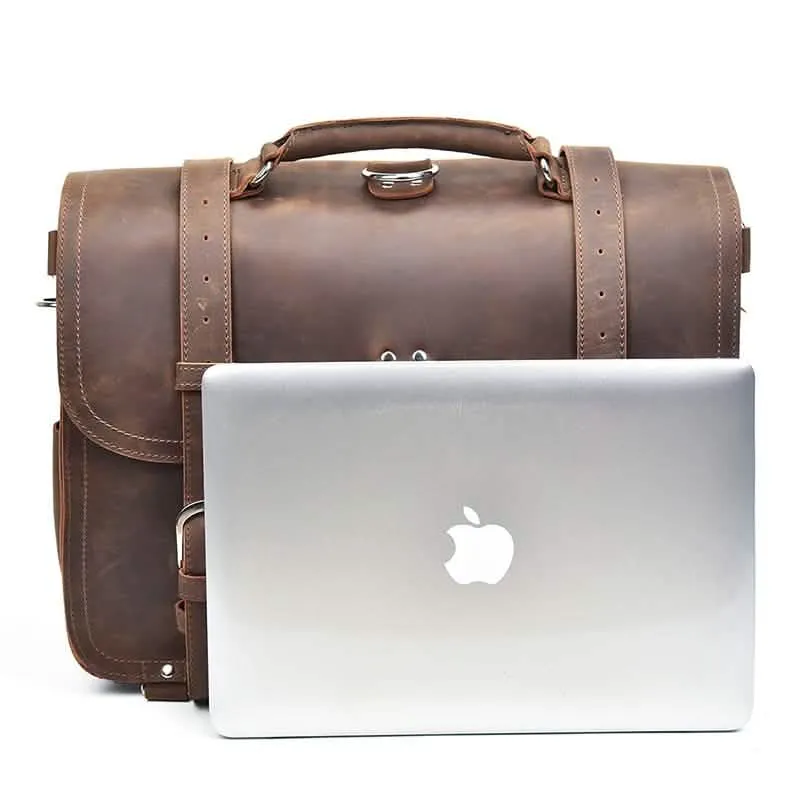 Gustav Classic Leather Courier Bag | Roomy Vintage Shoulder Satchel