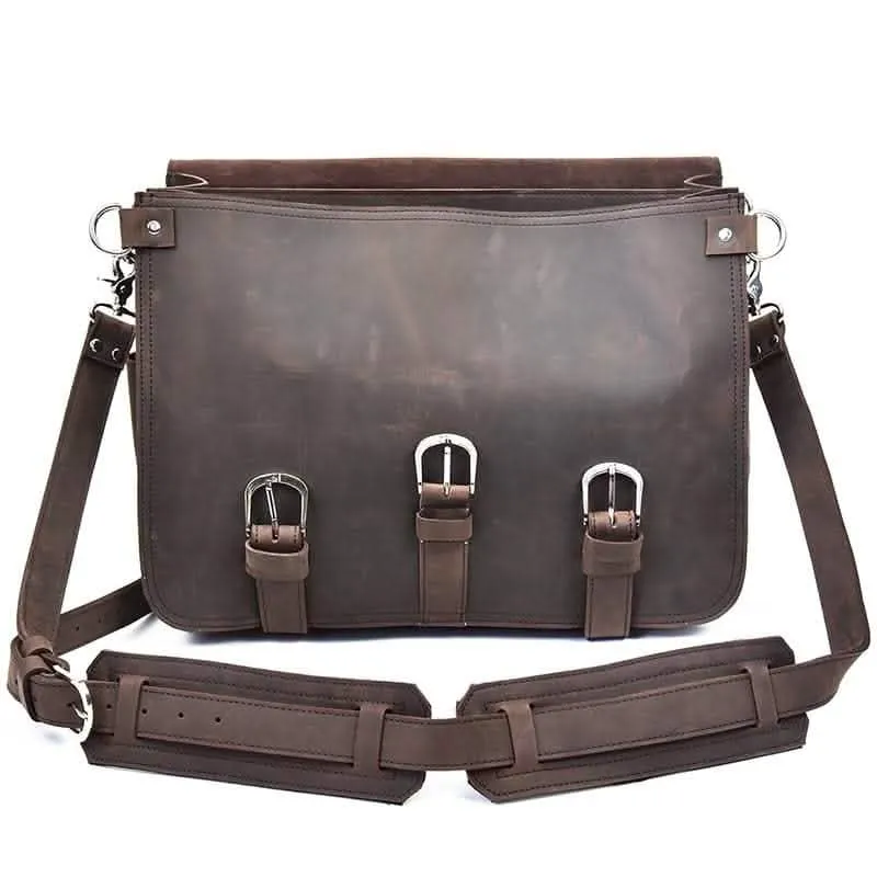 Gustav Classic Leather Courier Bag | Roomy Vintage Shoulder Satchel