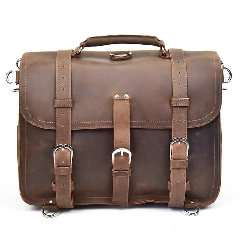 Gustav Classic Leather Courier Bag | Roomy Vintage Shoulder Satchel