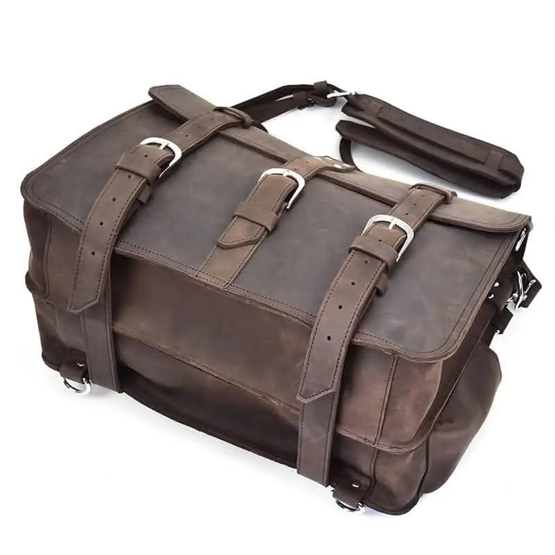 Gustav Classic Leather Courier Bag | Roomy Vintage Shoulder Satchel
