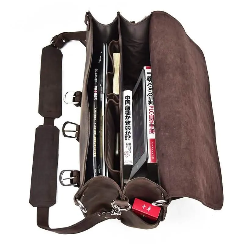 Gustav Classic Leather Courier Bag | Roomy Vintage Shoulder Satchel