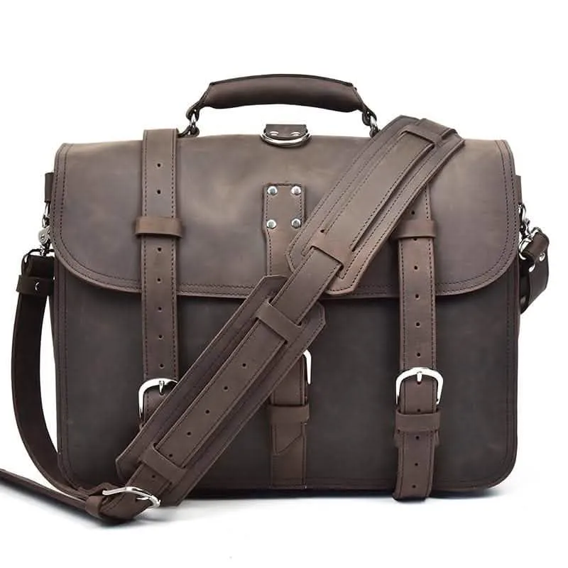 Gustav Classic Leather Courier Bag | Roomy Vintage Shoulder Satchel