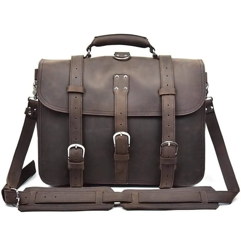 Gustav Classic Leather Courier Bag | Roomy Vintage Shoulder Satchel