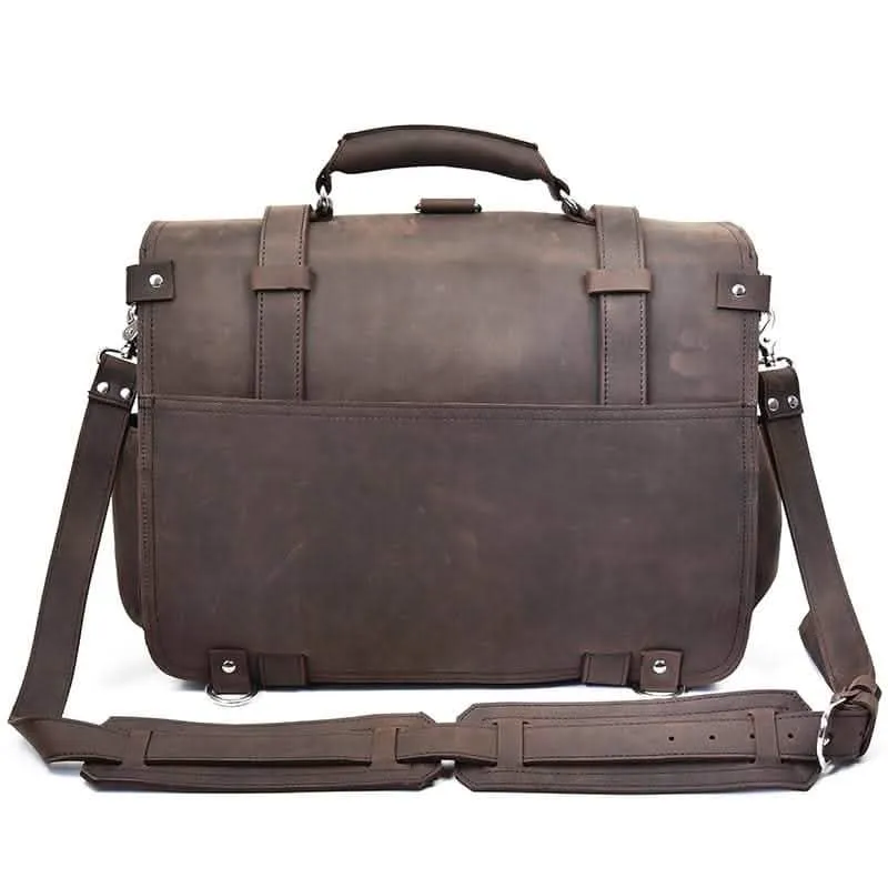 Gustav Classic Leather Courier Bag | Roomy Vintage Shoulder Satchel