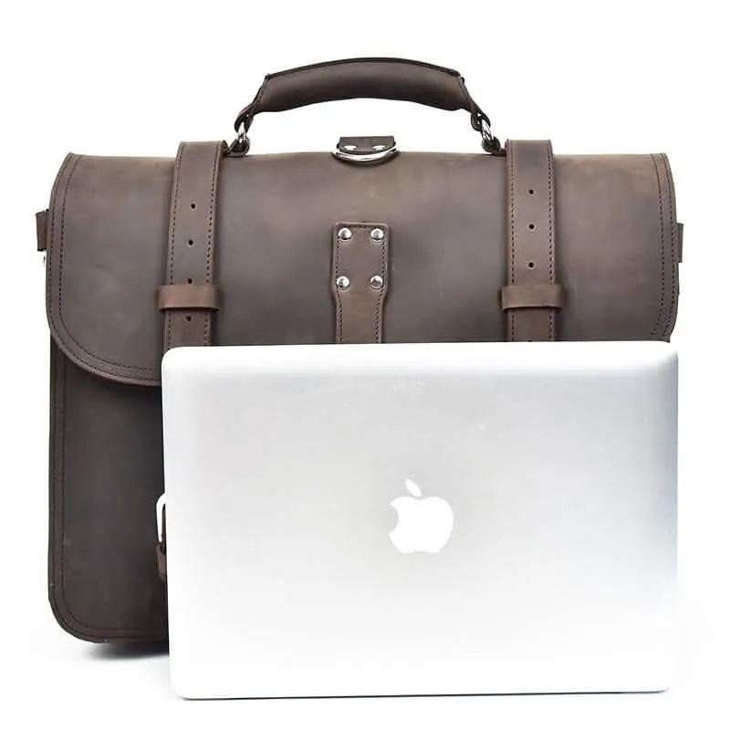 Gustav Classic Leather Courier Bag | Roomy Vintage Shoulder Satchel