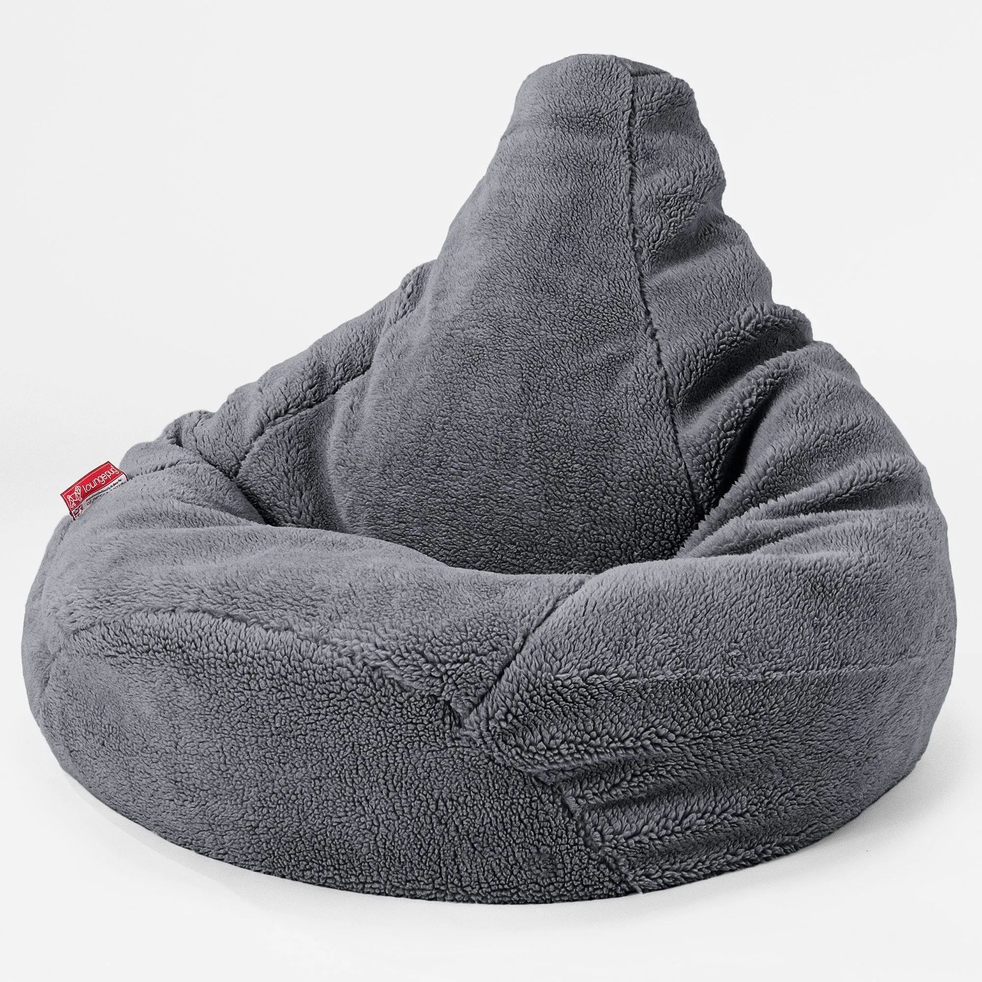 Highback Bean Bag Chair - Teddy Faux Fur Dark Grey