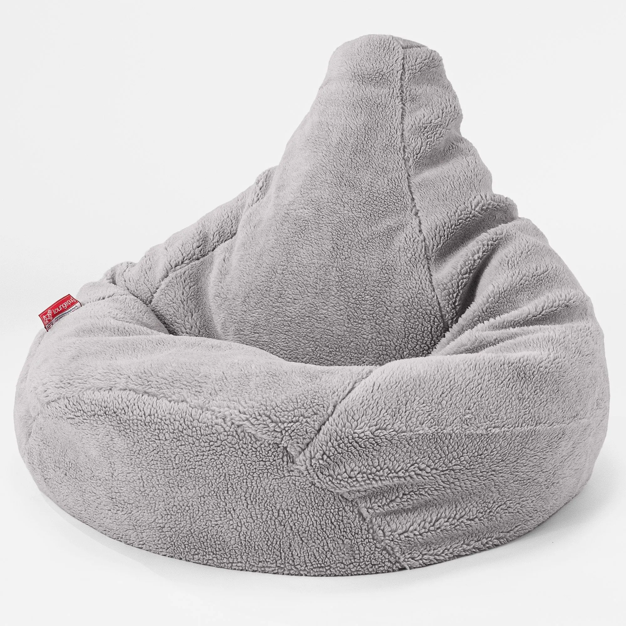 Highback Bean Bag Chair - Teddy Faux Fur Medium Grey