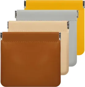 ISKYBOB 4PCS Small Makeup Bag for Purse, Portable Lambskin Pocket Cosmetic Bag Squeeze Top Coin Purse for Women Snap Closure Organizer Pouch Mini Self-Closing Lipstick Pouchic for Travel(Autumn)