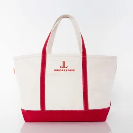 Junior League Canvas Boat Tote - Red JL Logo