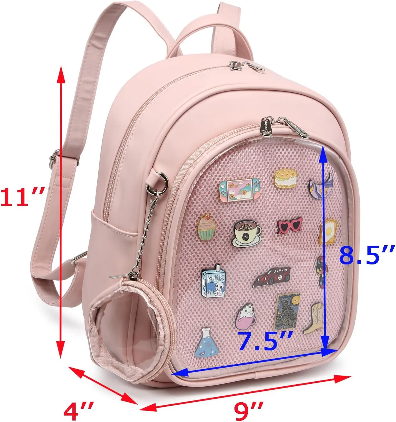 Kawaii Backpack PU Leather Ita Bag Aesthetic Cute Purse Pin Display