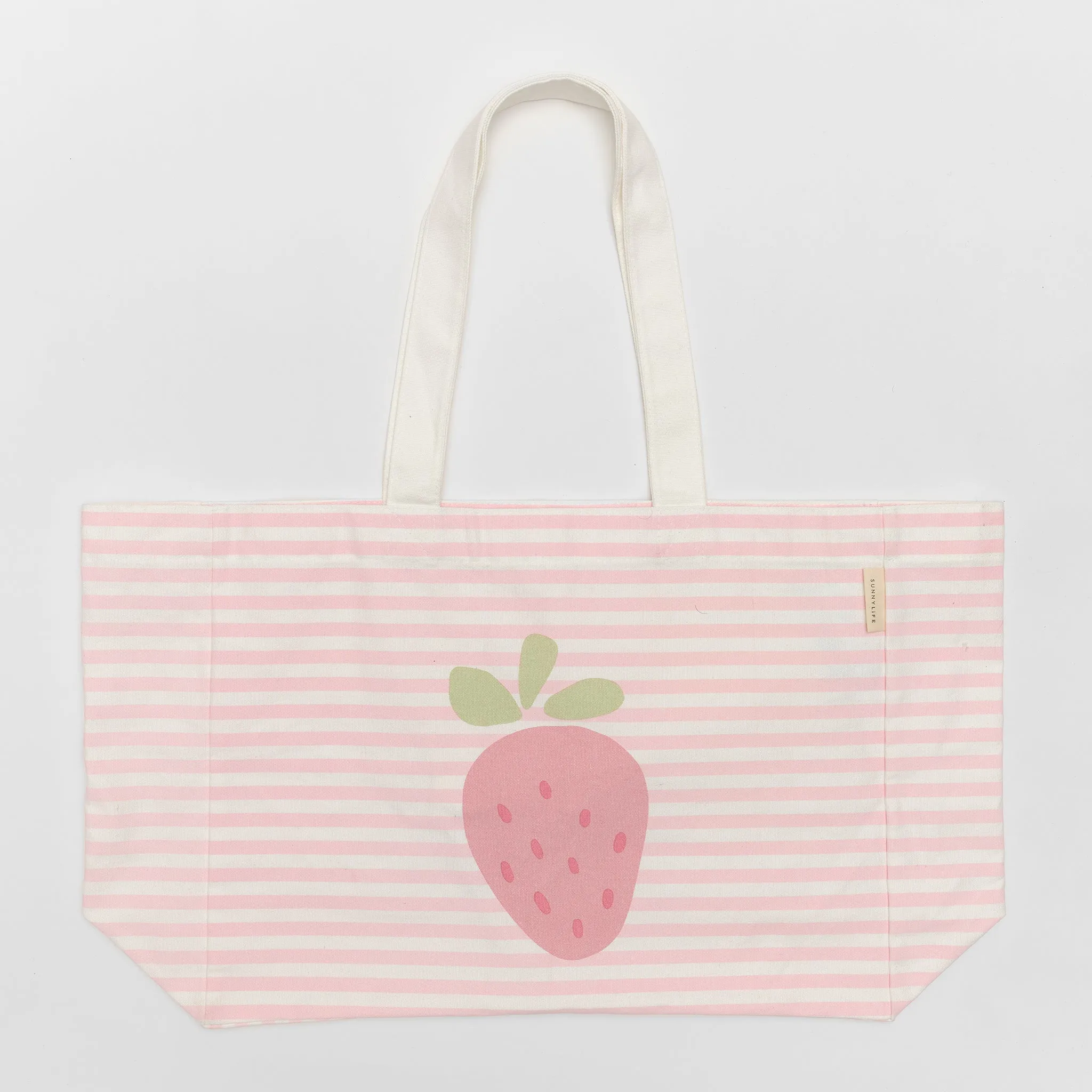 Kids Canvas Beach Bag | Strawberry Sunshine Pink Stripe
