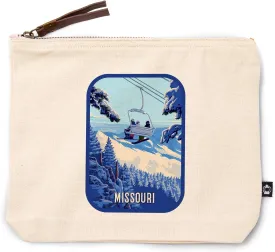 Lantern Press Missouri, Ski Lift Above The Trees, 100% Cotton Zipper Pouch, Travel Accessory, Go Bag