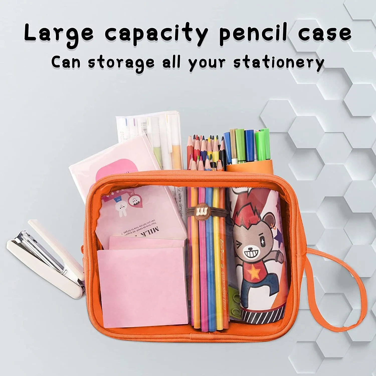 Lermende 2 Pack Pencil Case For Marker Pen Pencil Stationary Bag for Office Colleage Adult Teen Student, Clear Zipper Pencil Pouch Transparent Pen Pouch Travel Toiletry bag Cosmetic For Women Men Gift