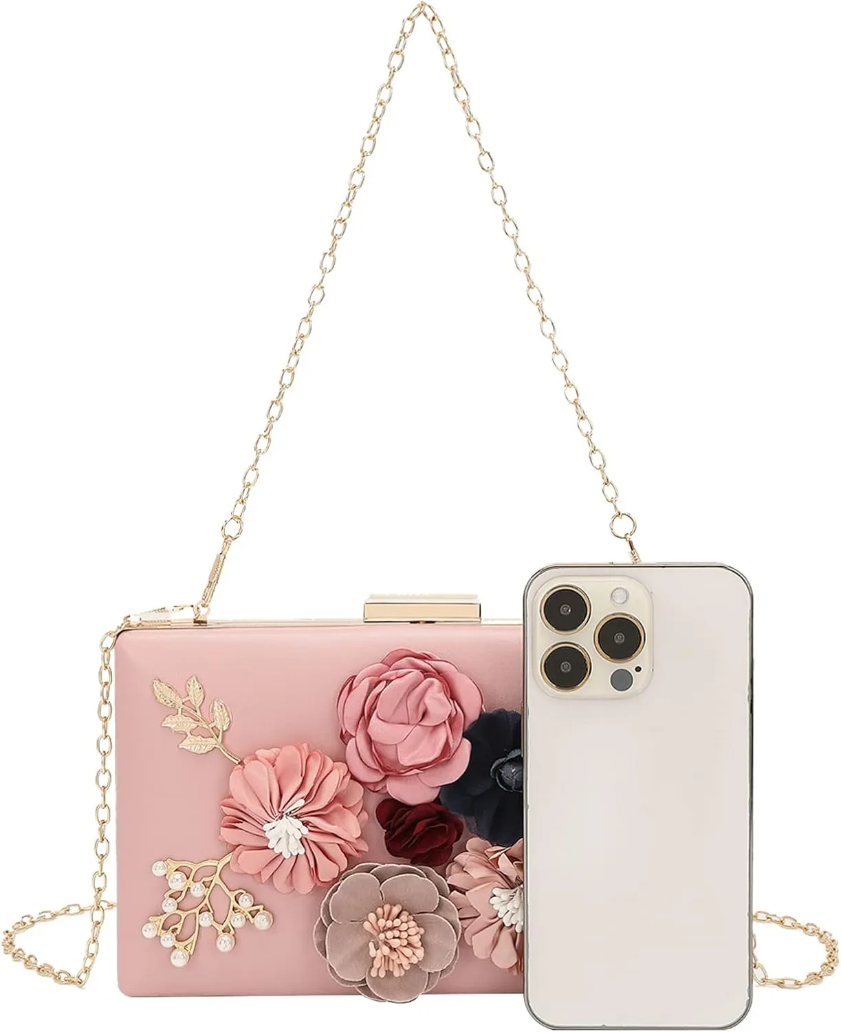 LETODE Flower Clutch Purse Evening Bag for Women Formal Party Handbag Chain Strap Shoulder Bag