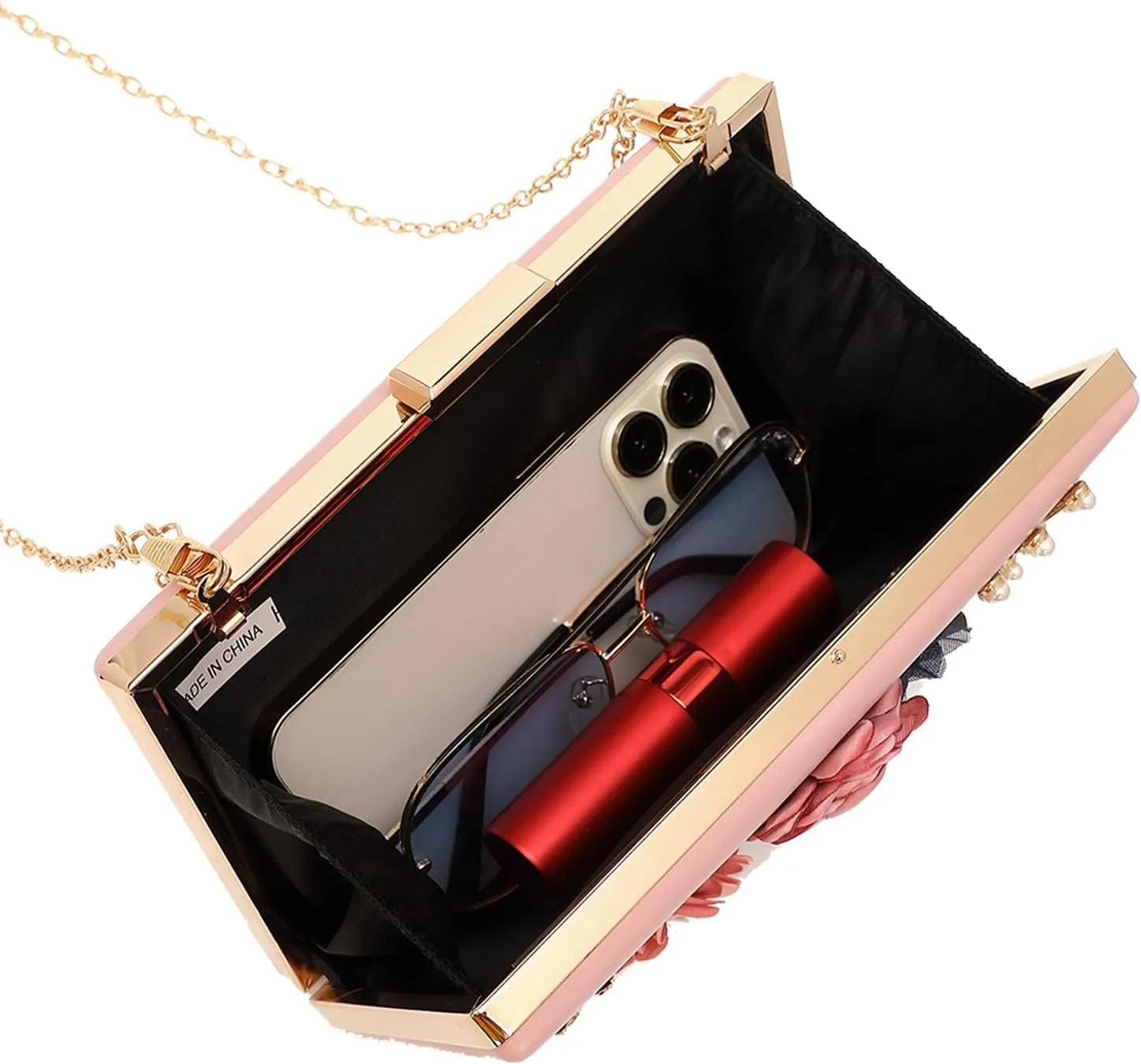 LETODE Flower Clutch Purse Evening Bag for Women Formal Party Handbag Chain Strap Shoulder Bag