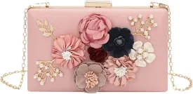 LETODE Flower Clutch Purse Evening Bag for Women Formal Party Handbag Chain Strap Shoulder Bag