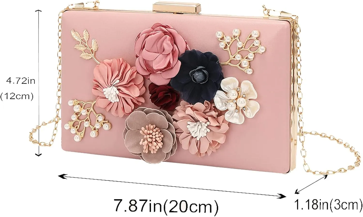 LETODE Flower Clutch Purse Evening Bag for Women Formal Party Handbag Chain Strap Shoulder Bag
