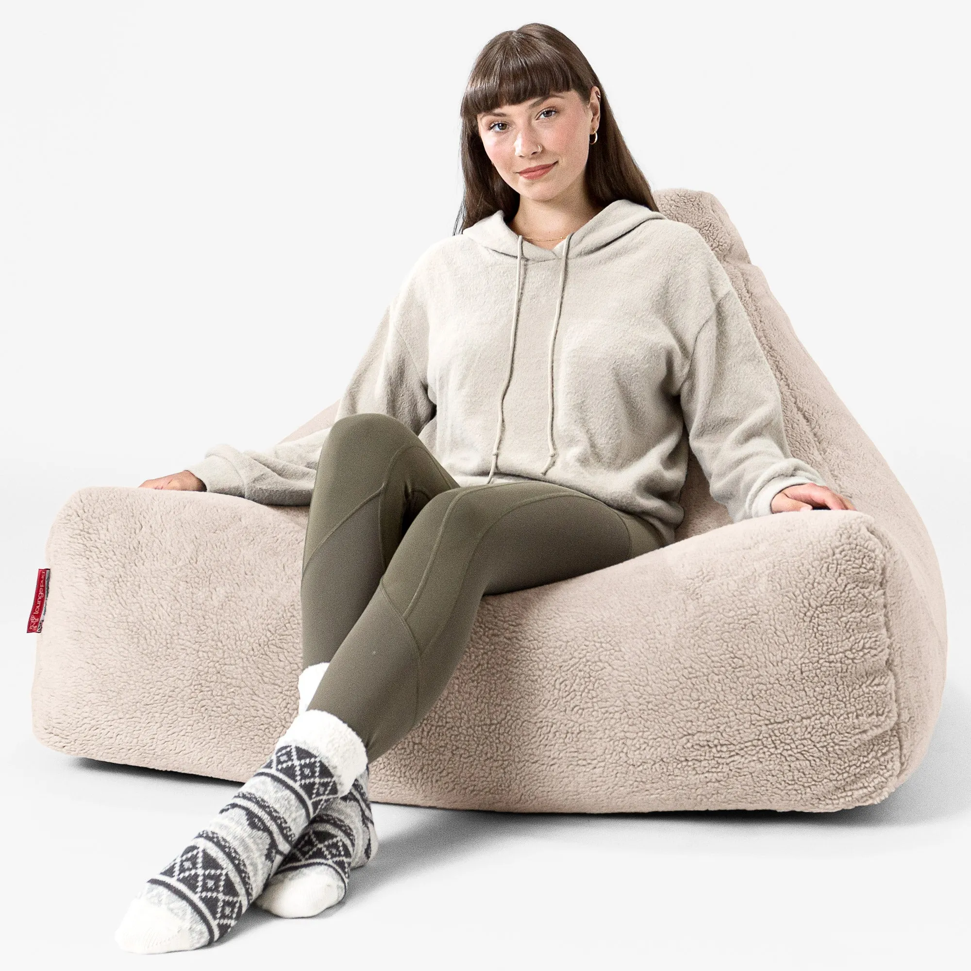 Lounger Beanbag - Teddy Faux Fur Cream