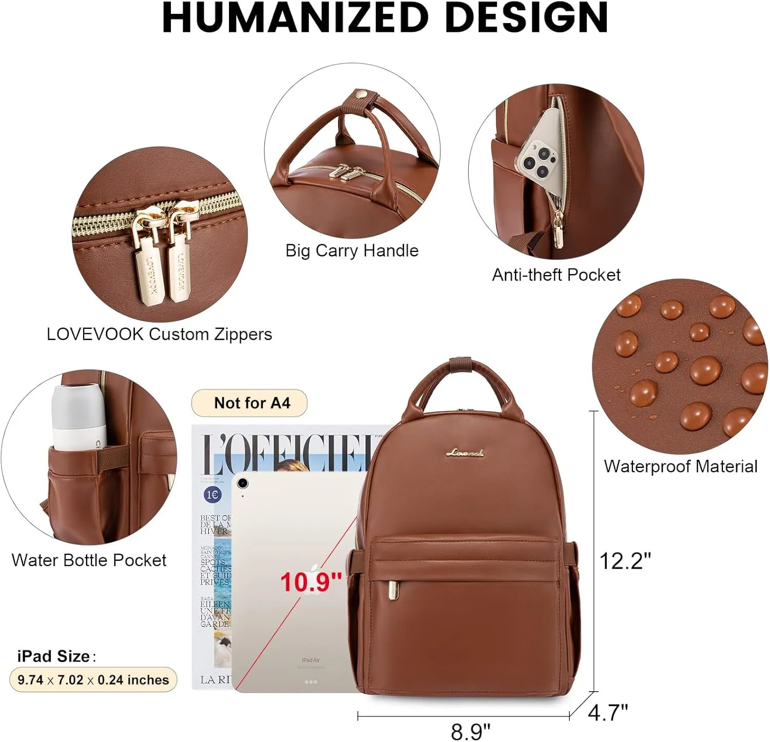 LOVEVOOK Mini Backpack Purse for Women Cute Small Backpack,PU Leather Anti-theft Fashion Daypack for Work Travel Daily Backpack