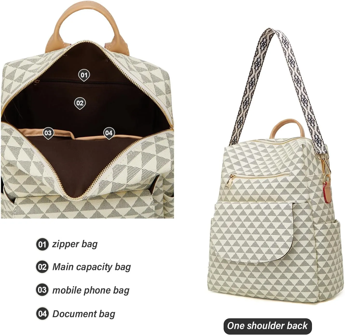 Makes Backpack Purse for Women PU Leather Travel Satchel Handbag Convertible Design Bag with Purse 2 Piece