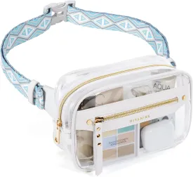 Missnine Clear Fanny Pack Stadium Approved for Women Clear Bag for Stadium Events Concert Clear Belt Bag Transparent Waist Bag with adjustable strap for Sports, Travel, Beach