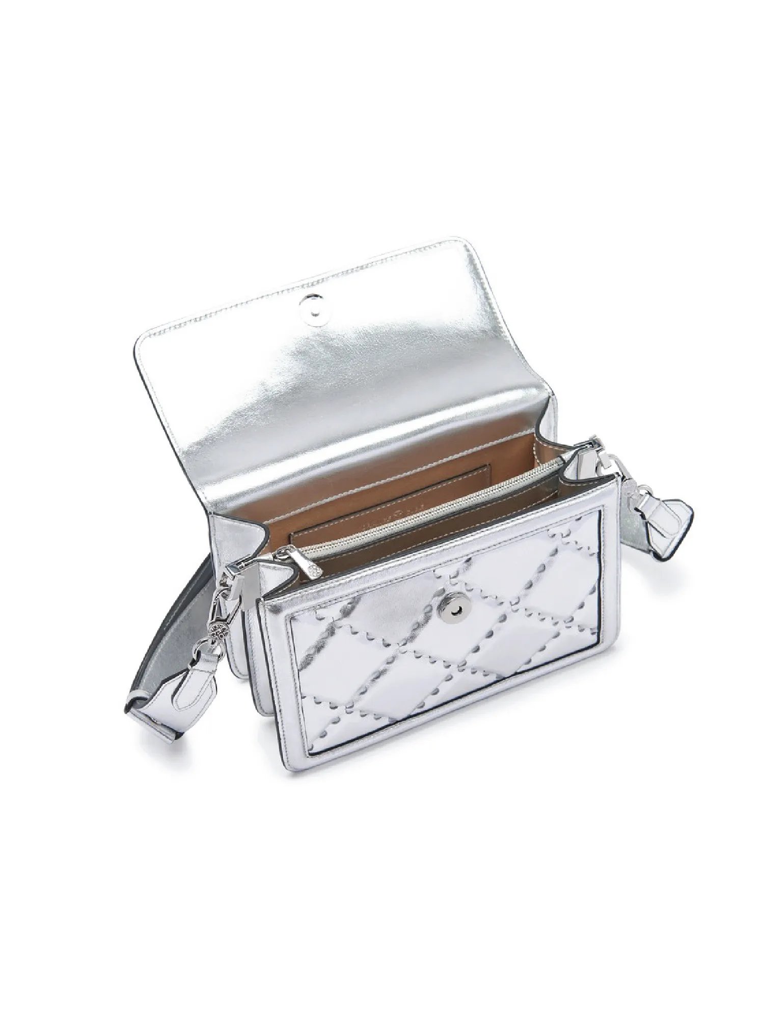 Mosaic Compact Messenger Bag - Silver