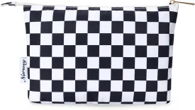Narwey Small Checkered Makeup Bag for Purse Small Cosmetic Bag Women Travel Makeup Pouch Zipper Pouch (Black Checkerboard)