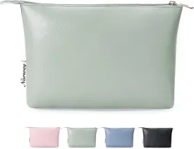 Narwey Small Makeup bag for Purse, Small Makeup Pouch for Purse Cosmetic Bag with Zipper, Cute PU Leather Make up Pouch for Women Girls (Mint Green)