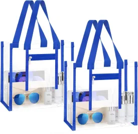 NATURAL STYLE 2 Pack Clear Stadium Approved Tote Bags, 12x6x12 Clear Bag for Concerts, Sporting Events, Music Festivals