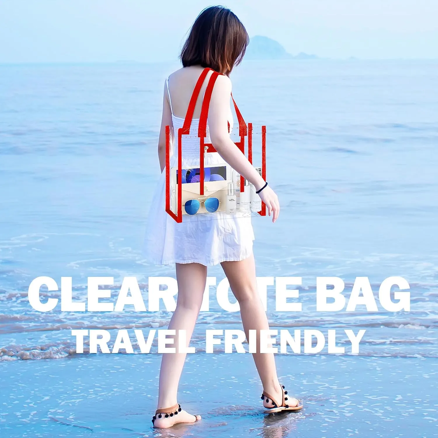 NATURAL STYLE 2 Pack Clear Stadium Approved Tote Bags, 12x6x12 Clear Bag for Concerts, Sporting Events, Music Festivals