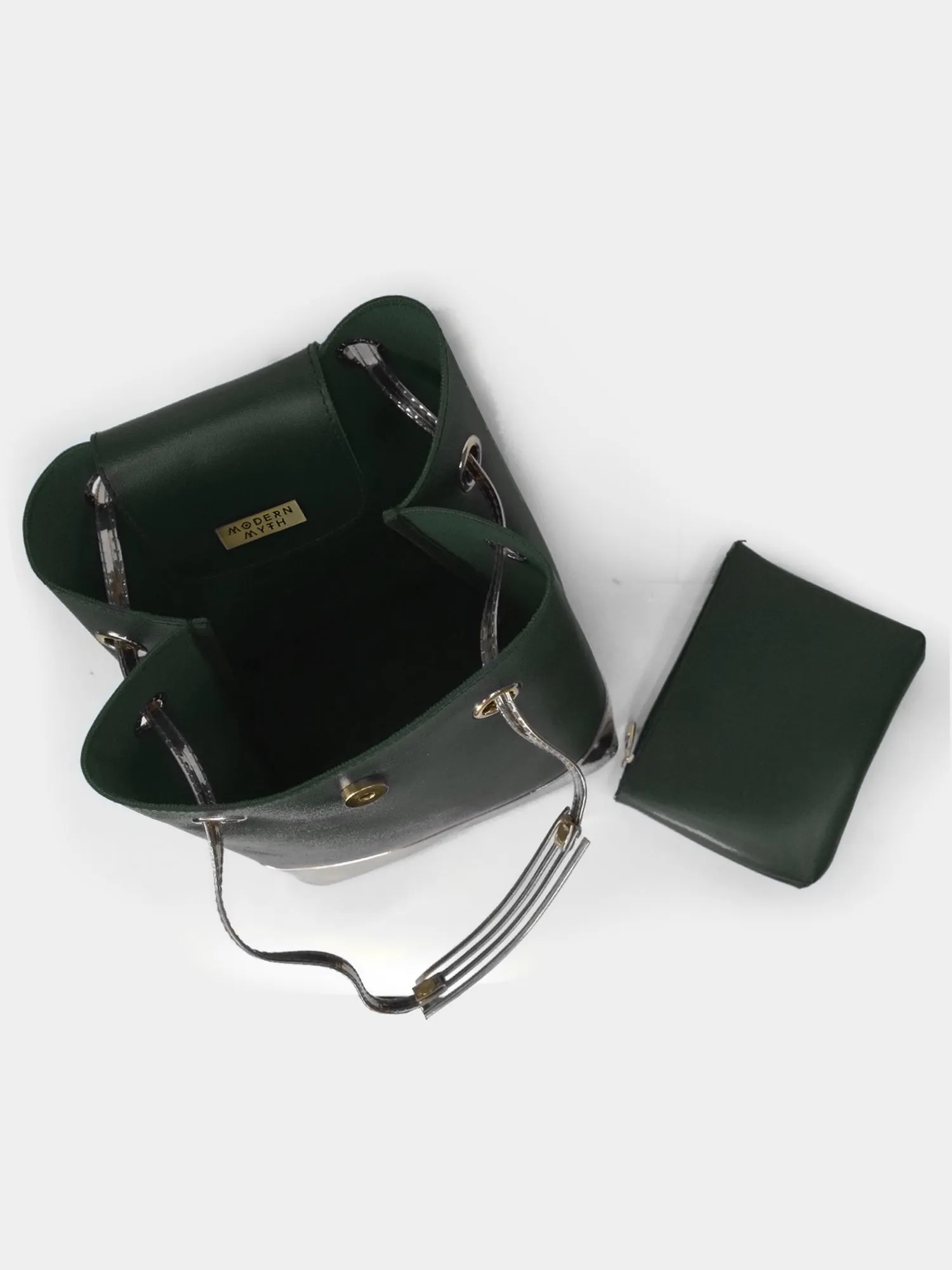Olive & Silver Drawstring Bucket Bag | Modern Myth